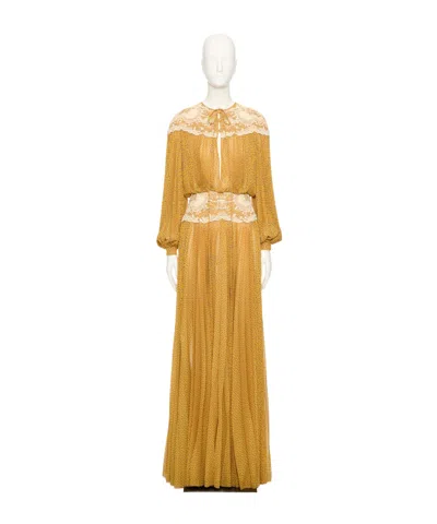Valentino Long Sleeve Dress In Brown