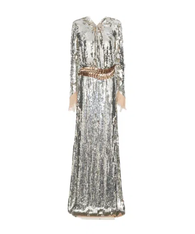 Valentino Long Sleeve Dress In Gray