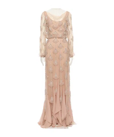 Valentino Long Sleeve Dress In Neutral