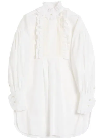 Valentino Long Sleeve Dress In White