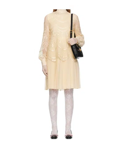 Valentino Long Sleeve Dress In Yellow