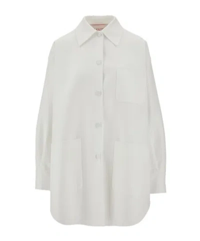Valentino Long Sleeve Lapel Shirt In White