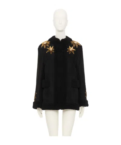 Valentino Long Sleeve Leather Jacket In Black