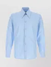 Valentino Long Sleeve Poplin Shirt Featuring Collar In Blue