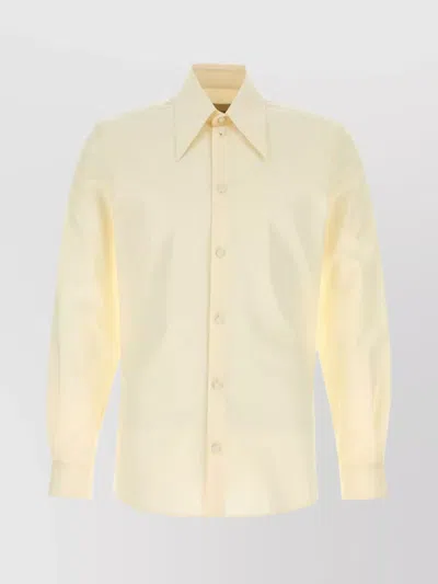 Valentino Long Sleeve Poplin Shirt Featuring Collar In Neutral