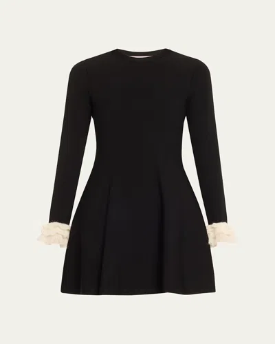 Valentino Garavani Ruffle Cuff Long Sleeve Sweater Dress In Ivory Black