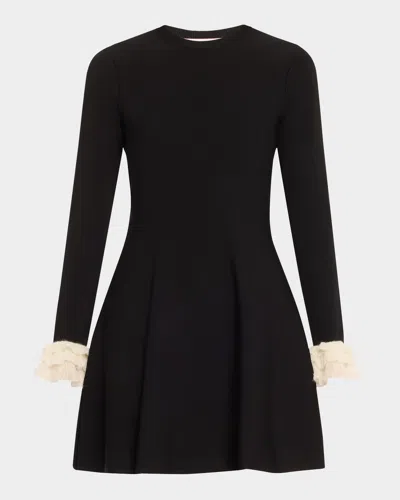 Valentino Garavani Ruffle Cuff Long Sleeve Sweater Dress In Ivory Black