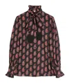 Valentino Printed Silk Blouse In Black