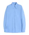 Valentino Pointed-collar Cotton Shirt In Blue
