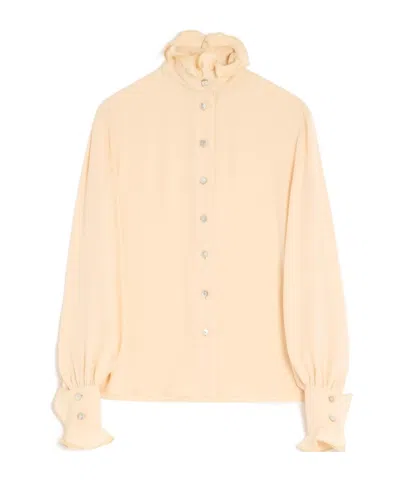 Valentino Ruffle-collar Blouse In Nude