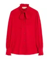Valentino Crepe De Chine Shirt With Cour De Coeur Print In Red