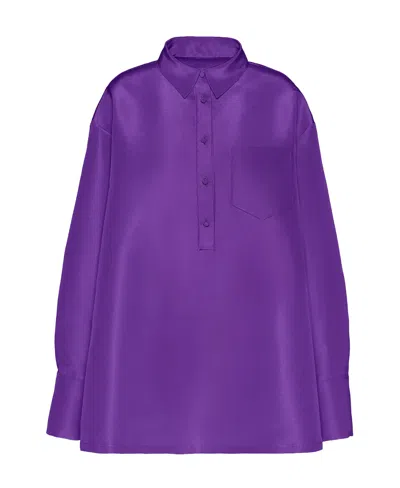 Valentino Long-sleeve Silk Shirt In Purple