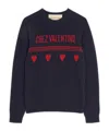 Valentino Heart Motif Text Sweater In Black