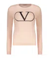 Valentino Long Sleeve Crew-neck Sweater In Brown