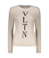 Valentino Long Sleeve Crew-neck Sweater In Neutral
