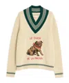 Valentino Butter-coloured Sweater With Le Chien De La Maison Embroidery In Nude