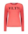 Valentino Logo Crew-neck Long-sleeve T-shirt In Pink