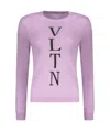 Valentino Long Sleeve Crew-neck Sweater In Purple