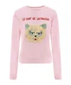 Valentino Cat-embroidered Cotton Jersey Sweatshirt In Pink