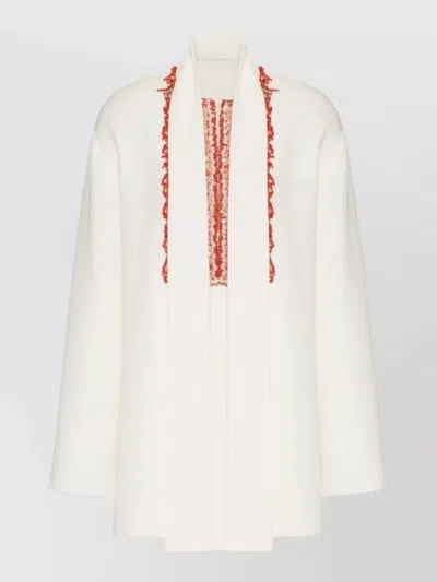 Valentino Cady Couture Embroidered Blouse In White