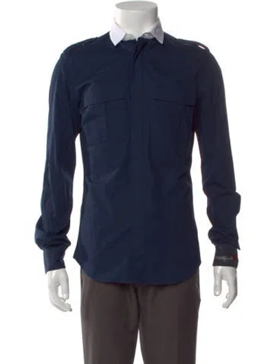 Pre-owned Valentino Long Sleeve Tuxedo Shirt In Blue