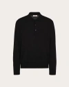 VALENTINO VALENTINO LONG-SLEEVE WOOL POLO SHIRT WITH VLOGO SIGNATURE EMBROIDERY