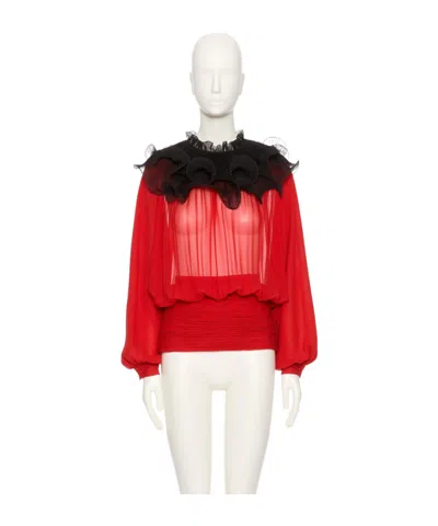 Valentino Long-sleeved Blouse In Red