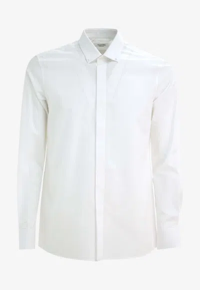 Valentino Men's Basketweave Bib Formal Shirt In White
