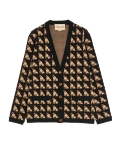 Valentino Long-sleeved Cardigan In Black