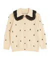 Valentino Pointelle Micro Tassel Ruffled Cardigan In Neutral