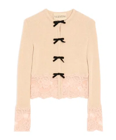 Valentino Long-sleeved Cardigan In Pink