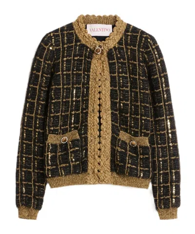 Valentino Sequin-embellished Cardigan In Black