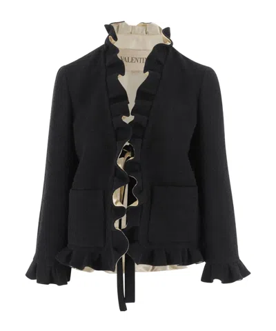 Valentino Long-sleeved Casual Jacket In Black