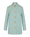Valentino Crystal-embellished Metallic Wool-blend Jacquard Jacket In Blue