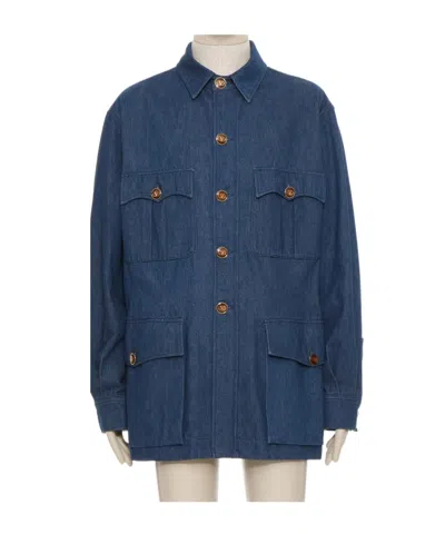 Valentino Long-sleeved Casual Jacket In Blue