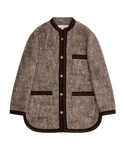 Valentino Long-sleeved Casual Jacket In Brown