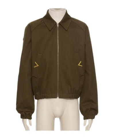 Valentino Cotton Jacket Double Pockets Elastic Cuffs Hem In Brown