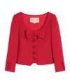 Valentino Textured Tweed Blazer Bow Detail In Red