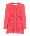 Valentino Crispy Light Wool Jacket Woman Coral 36 In Pink