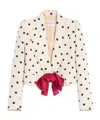 Valentino Bow-embellished Polka-dot Silk-shantung Jacket In White