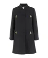 Valentino V-shaped Gold-tone Button Coat In Black