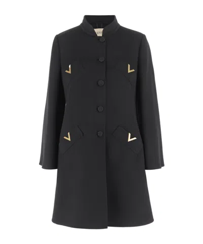 VALENTINO V-SHAPED GOLD-TONE BUTTON COAT