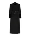 Valentino Velvet Bow Double-breasted Wool-cashmere Long Coat In Black
