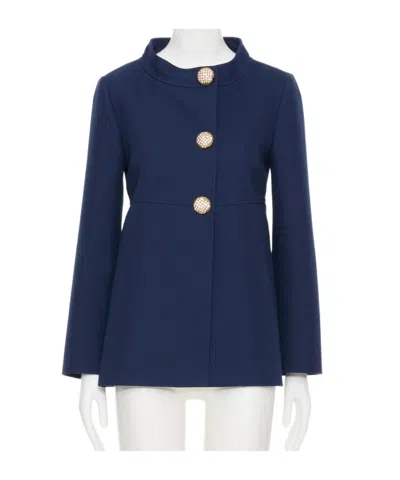 Valentino Long-sleeved Coat In Blue