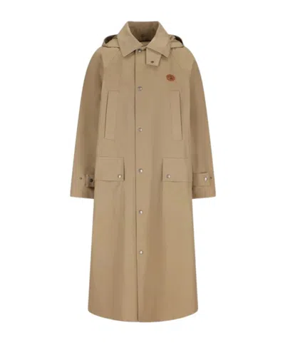 VALENTINO HOODED LOGO-PLAQUE COAT