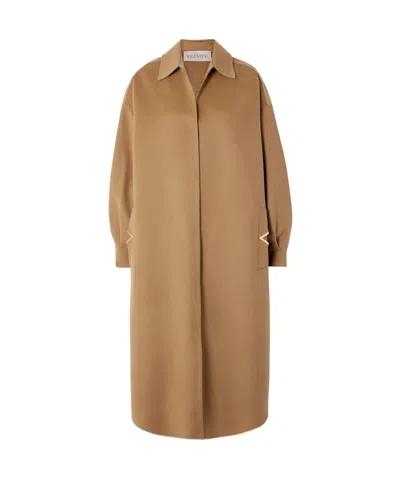 Valentino Long-sleeved Coat In Brown