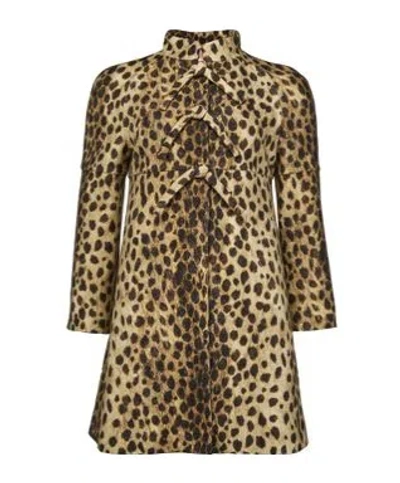 Valentino Mantel Aus Wollstoff Mit Jaguar-punktendruck Frau Animalier 44 In Brown Black