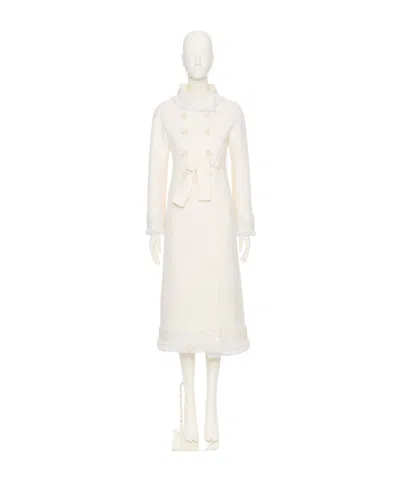 Valentino Long-sleeved Coat In Ivory White