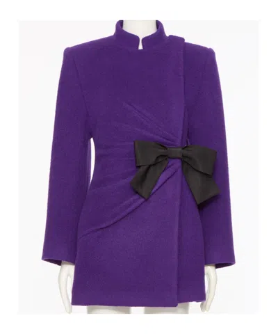 Valentino Long-sleeved Coat In Purple