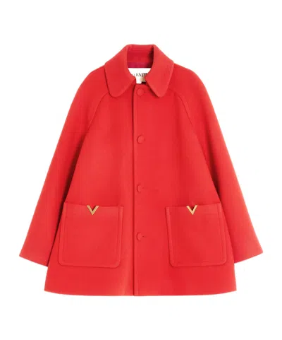 Valentino Long-sleeved Coat In Red